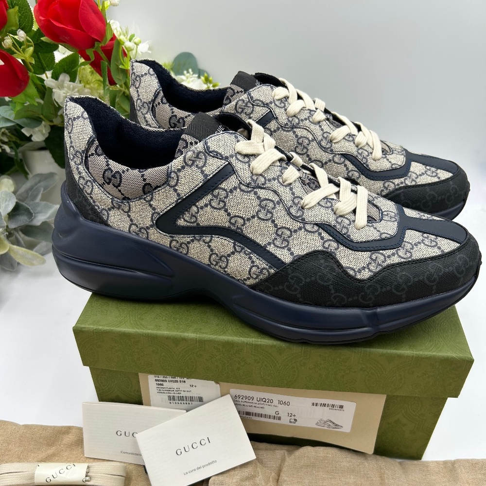Men’s Gucci GG supreme low top RYTHON sneakers size 12.5 made in Italy